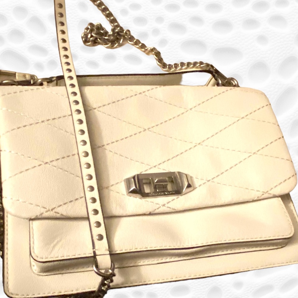 Rebecca Minkoff Je Tβaime Cream Leather Convertible Medium Satchel Crossbody - Picture 3 of 12